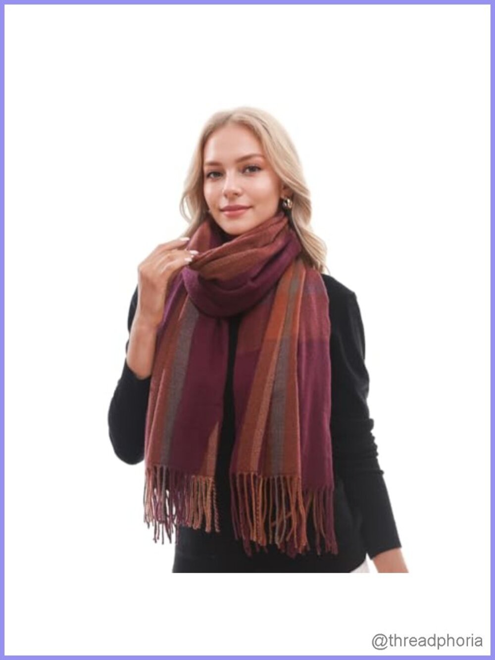 Oversized Plaid Pashmina Scarf Wrap Shawl - Soft Cashmere Feel, 79" Long